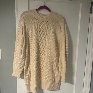 cream crochet sweater dress